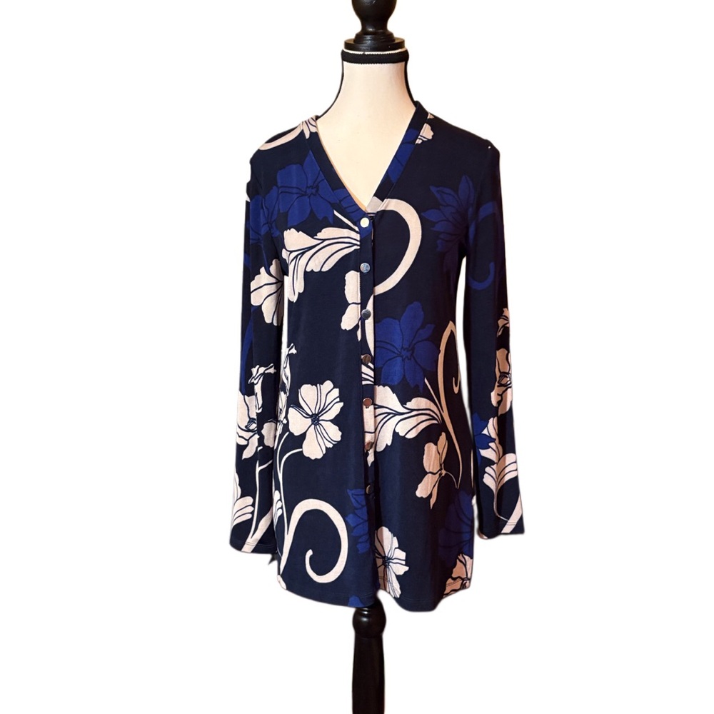 Chico’s Travelers Floral Knit Tunic S